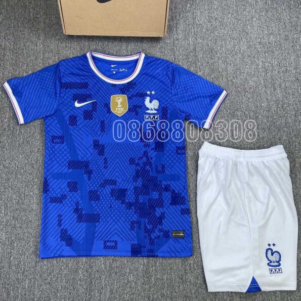 Bộ quần áo đá banh clb bóng đá đội tuyển Pháp FFF 23/24 fifa màu xanh full logo quần trắng vải SPF thái mới năm 2023 2024
