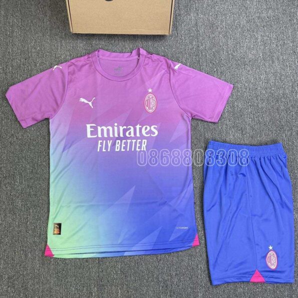 Bộ quần áo bóng đá ACM AC Milan Third 23/24 mẫu sân thứ 3 màu gradient xanh tím logo thêu vải SPF thái mới mùa năm 2023 2024