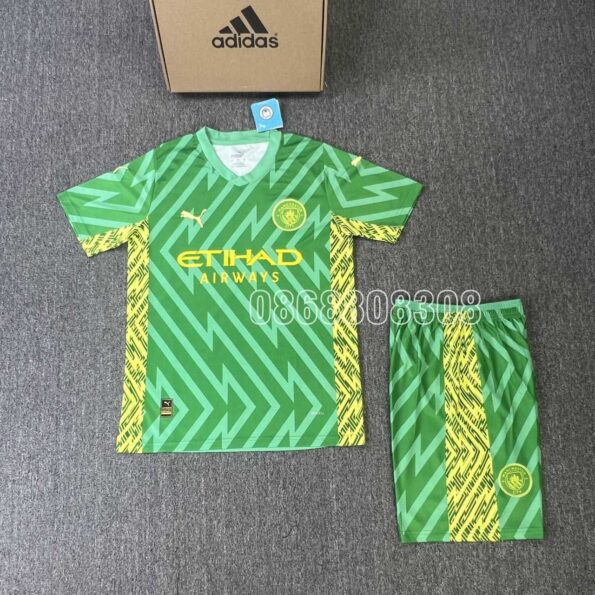 Bộ quần áo bóng đá MC Manchester Man City 23/24 Goalkeeper gk mẫu màu xanh lá thủ môn năm 2023 2024