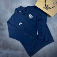 Bộ quần áo khoác nỉ thu đông xuân câu lạc bộ bóng đá Real Madrid 23 24 logo thêu năm mới 2023 2024 mặt trước