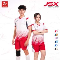 Bộ quần áo bóng đá phủi thiết kế mã JSX nam nữ chính hãng Justplay vải thun CSM nhiều màu trắng đỏ