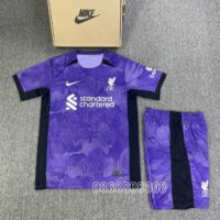 Bộ quần áo đá banh clb bóng đá Liver l.f.c liverpool F.C 2324 Stadium Third sân thứ 3 ba màu tím xanh vải chuẩn SPF thái 2 logo thêu mặt trước 1