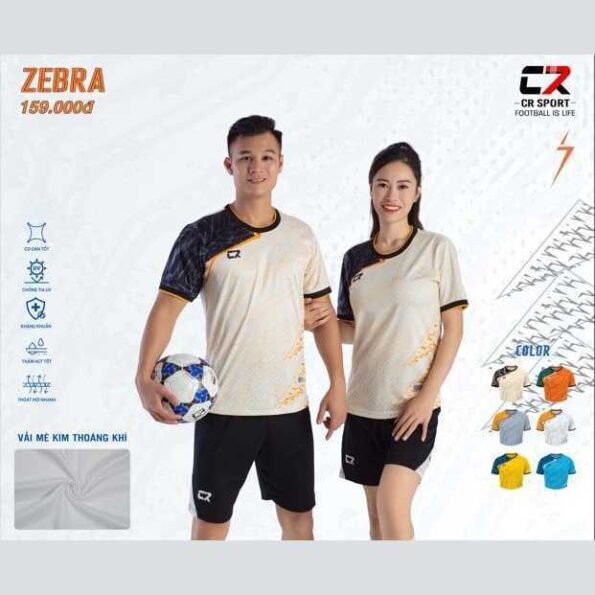 Bộ quần áo đá bóng nam nữ CR ZEBRA chính hãng CR Sport nhiều màu vải mè kim giá rẻ