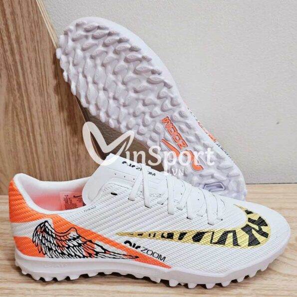 Giày đá bóng Nike Air Zoom Mercurial Vapor 15 Academy TF trắng gót cam đôi cánh thiên thần sân cỏ nhân tạo bản Rep 11