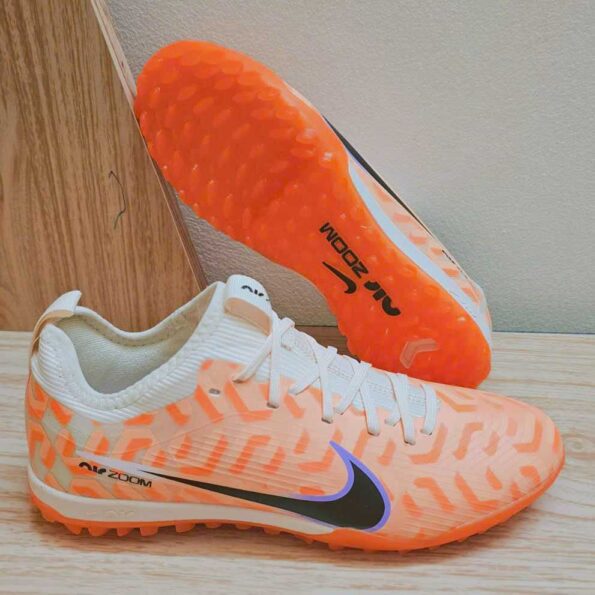 Giày đá bóng sân cỏ đá banh nhân tạo Nike Air Zoom Mercurial Vapor XV Pro màu cam logo xanh đế cao su + nhựa
