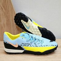Giày đá bóng sân cỏ nhân tạo Nike React Phantom GT II V2 TF Elite Progres xám xanh đen vàng cổ lửng 1