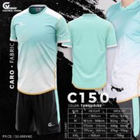Bộ quần áo bóng đá CV Convis C150 nam nữ chính hãng Riki Sport nhiều màu trắng xanh ngọc
