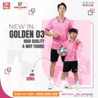 Bộ quần áo bóng đá Golden 03 Riki chính hãng size lớn nhỏ vải Mè Dinamon nhiều màu hồng 1