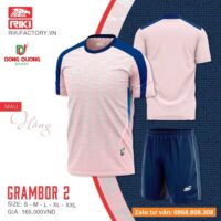 Bộ quần áo bóng đá Grambor Riki nam chính hãng vải thun RFD Fabric nhiều màu xanh than 1
