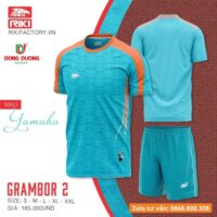 Bộ quần áo bóng đá Grambor Riki nam chính hãng vải thun RFD Fabric nhiều màu xanh than 1
