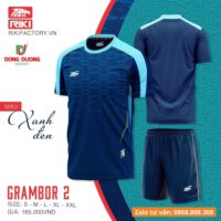 Bộ quần áo bóng đá Grambor Riki nam chính hãng vải thun RFD Fabric nhiều màu xanh than 1