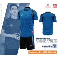 Bộ quần áo bóng đá Vortex Riki nam chính hãng vải thun RFD Fabric nhiều màu xanh biển