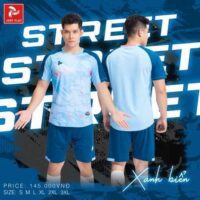 Bộ quần áo bóng đá phủi thiết kế Justplay Street nam nữ chính hãng nhiều màu xanh trời 1