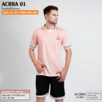 Bộ quần áo thể thao bóng đá ACRRA 01 Kiểu dáng có cổ vải Polo Tencel dập chìm nổi hoạ tiết nhiều màu đỏ