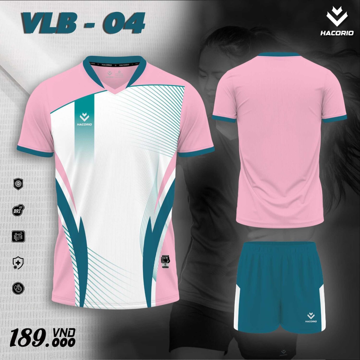 Bộ quần áo bóng chuyền nam nữ Hacorio VLB 04 chính hãng vải Dri Fit nhiều màu