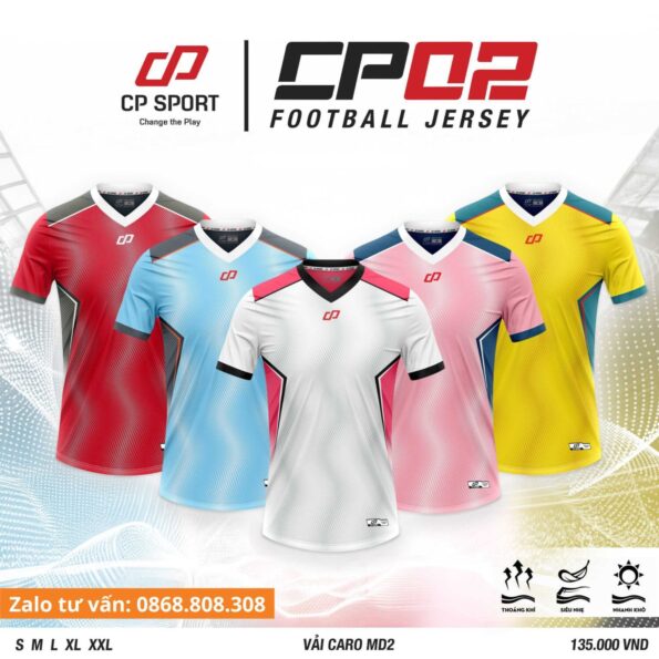 Bộ quần áo bóng đá CP Sport CP02 vải thun MD2 chính hãng nhiều màu