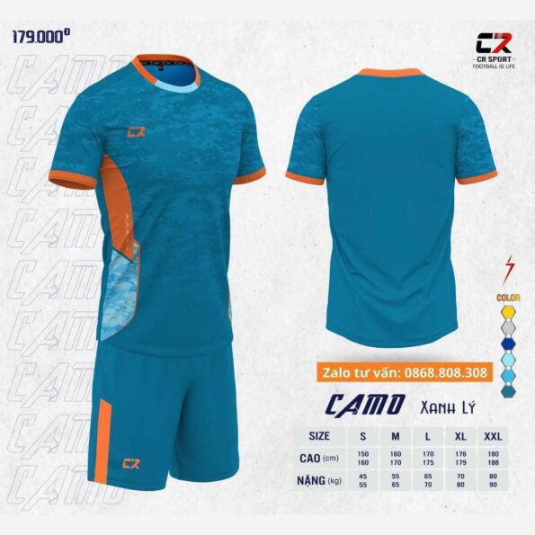 Bộ quần áo bóng đá CR Sport CAMO chính hãng nhiều màu vải mè cr