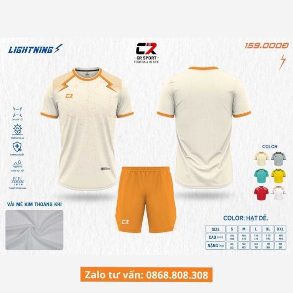 Bộ quần áo bóng đá CR Sport LIGHTNING chính hãng nhiều màu vải mè cr