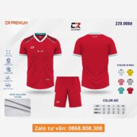 Bộ quần áo bóng đá CR Sport PREMIUM chính hãng nhiều màu đỏ