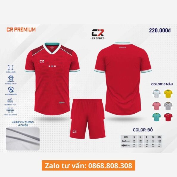 Bộ quần áo bóng đá CR Sport PREMIUM chính hãng nhiều màu vải mè cr