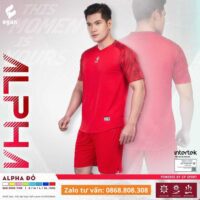 Bộ quần áo bóng đá Egan ALPHA vải thun E-coolmax chính hãng màu đỏ