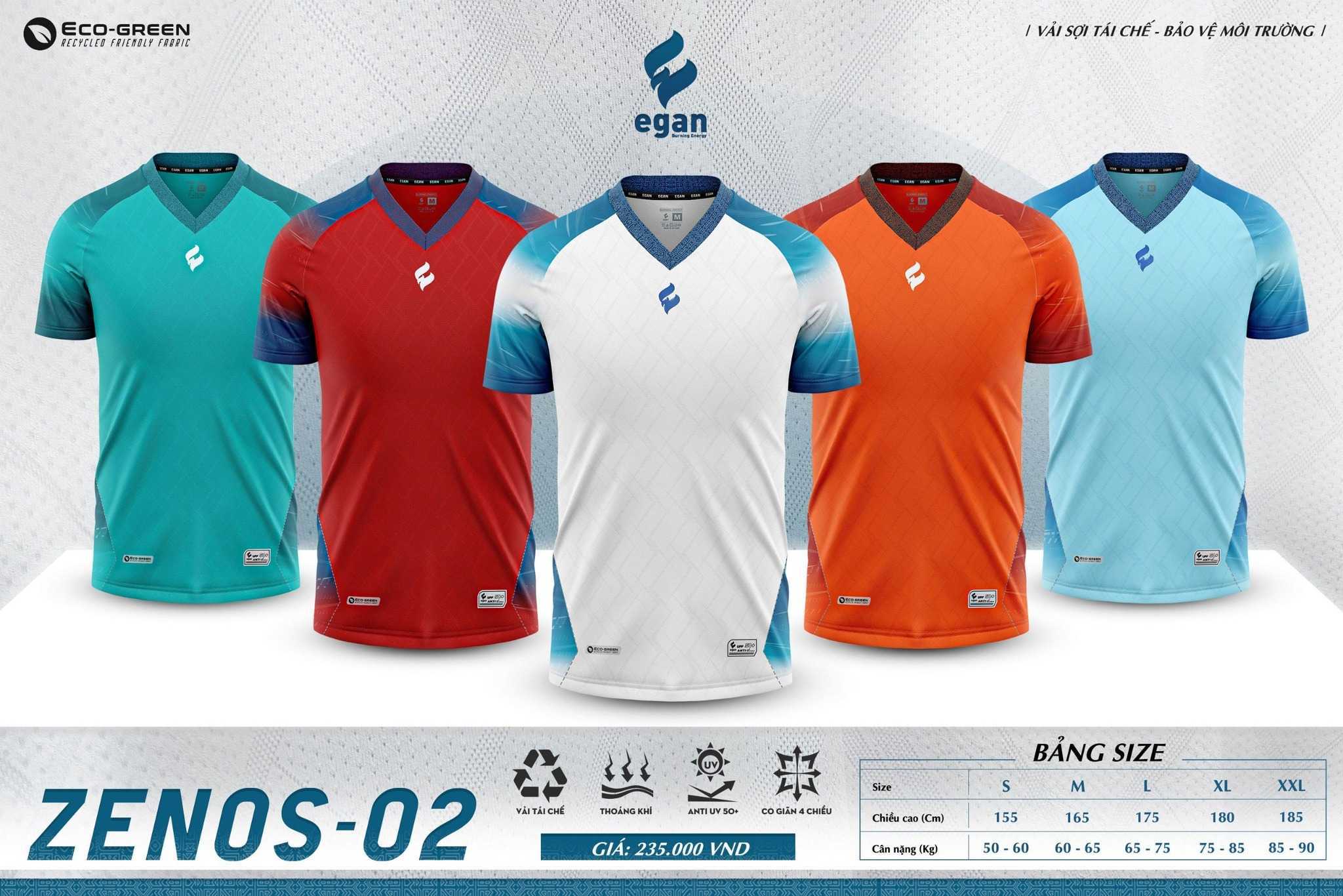 Bo quan ao bong da Egan ZENOS 02 Vai E COOLDRY cao cap chinh hang nhieu mau