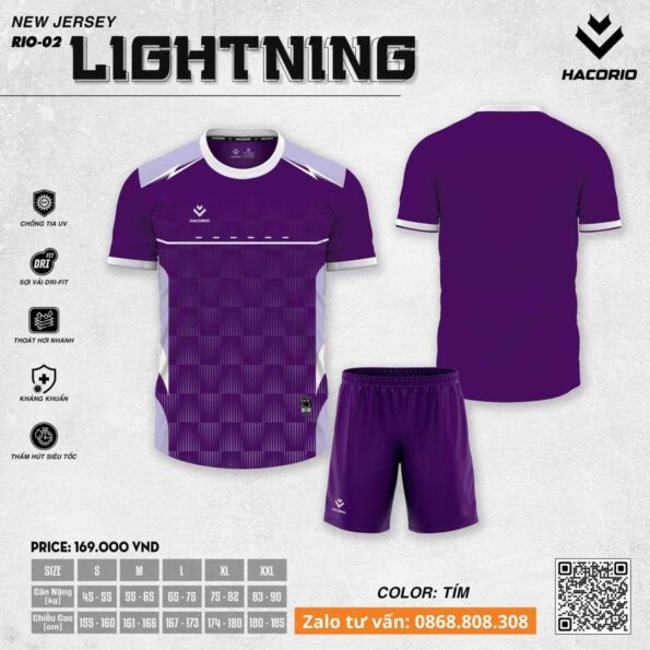 Bộ quần áo bóng đá Hacorio RIO 02 Lightning chính hãng vải sợi Dri Fit nhiều màu