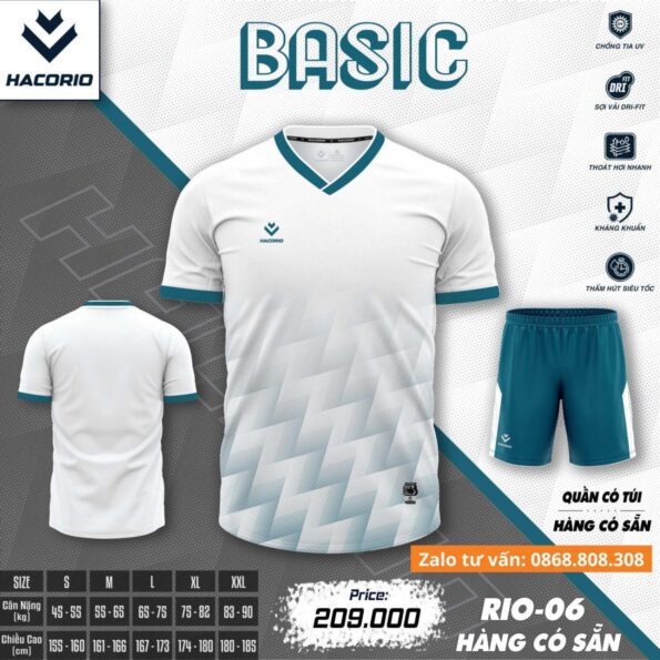 Bộ quần áo bóng đá Hacorio RIO 06 Royal chính hãng vải sợi Dri Fit nhiều màu