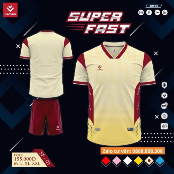 Bộ quần áo bóng đá Hacorio Super Fast 01 chính hãng vải sợi Dri Fit nhiều màu