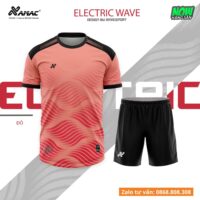 Bộ quần áo bóng đá thiết kế Amac Electric Wave hoạ tiết gân hoa sen nhiều màu đỏ 1