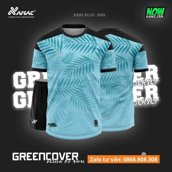 Bộ quần áo bóng đá thiết kế Amac Greencover hoạ tiết lá dừa nhiều mau