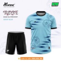 Bộ quần áo bóng đá thiết kế Amac Rose hoạ tiết bông hoa hồng nhiều màu xanh blue