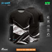 Bộ quần áo bóng đá thiết kế Amac Storm hoạ tiết vải lượn 3d nhiều màu đen trắng