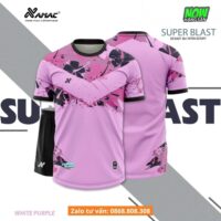 Bộ quần áo bóng đá thiết kế Amac Super Blast hoạ tiết chữ V ngực nhiều màu trắng tím 2