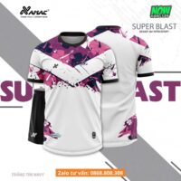 Bộ quần áo bóng đá thiết kế Amac Super Blast hoạ tiết chữ V ngực nhiều màu trắng tím 2