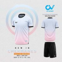 Bộ quần áo bóng đá thiết kế Chermanes CV Sport nhiều màu trắng hồng