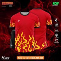Bộ quần áo bóng đá thiết kế Firestorm Amac hoạ tiết khói lửa nhiều màu đỏ vàng