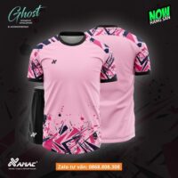 Bộ quần áo bóng đá thiết kế Ghost Amac hoạ tiết gương vỡ nhiều màu trắng vàng 1