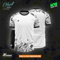 Bộ quần áo bóng đá thiết kế Ghost Amac hoạ tiết gương vỡ nhiều màu trắng vàng 1