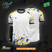 Bộ quần áo bóng đá thiết kế Ghost Amac hoạ tiết gương vỡ nhiều màu trắng vàng 1