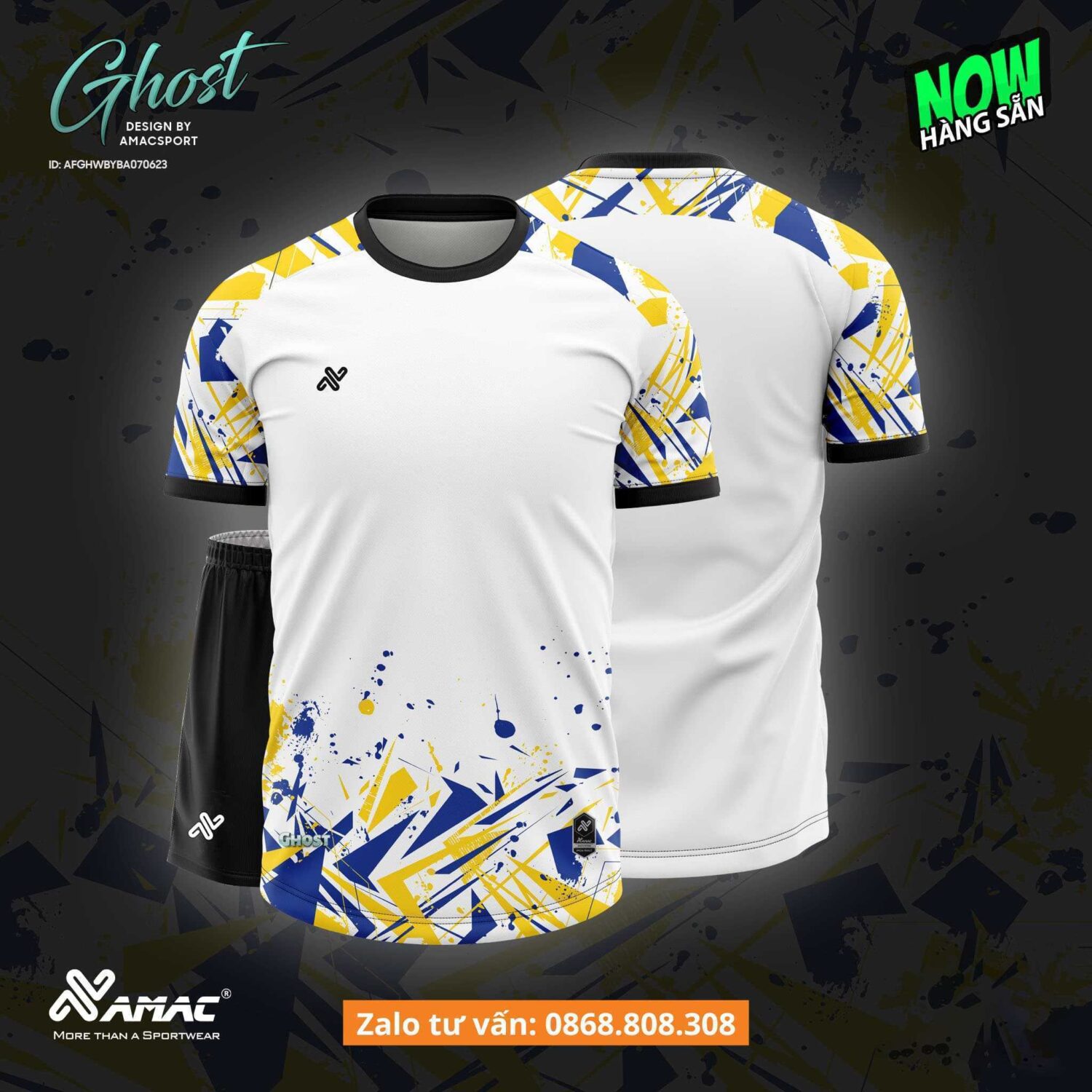 Bộ quần áo bóng đá thiết kế Ghost Amac hoạ tiết gương vỡ nhiều màu