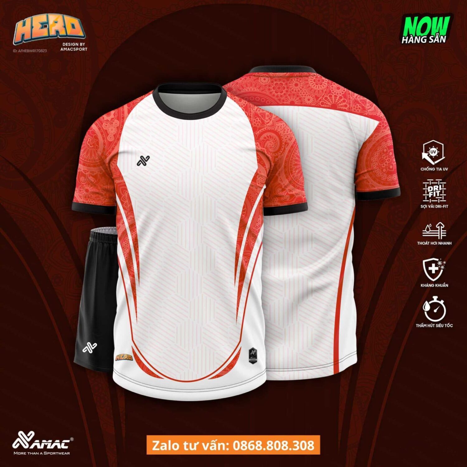 Bộ quần áo bóng đá thiết kế Hero Amac hoạ tiết mạnh mẽ nhiều màu