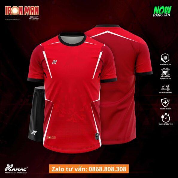 Bộ quần áo bóng đá thiết kế Iron Man Amac nhiều màu