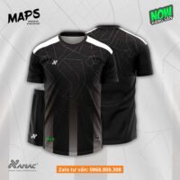 Bộ quần áo bóng đá thiết kế Maps Amac hoạ tiết kẻ sọc nhiều màu đen
