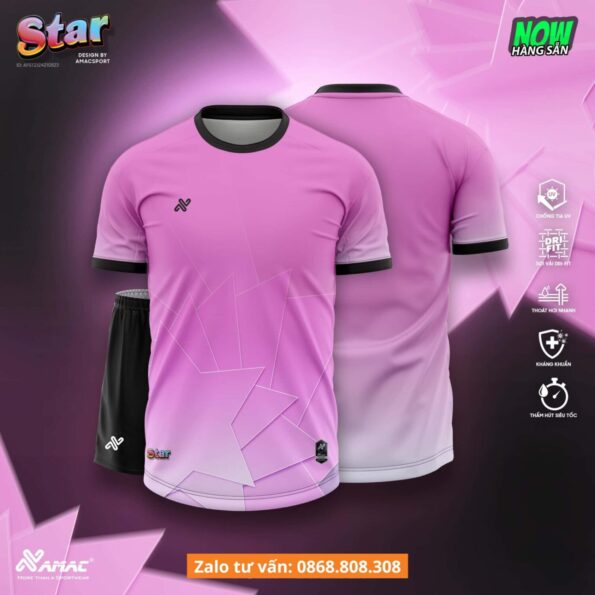 Bộ quần áo bóng đá thiết kế Star Amac hoạ tiết ngôi sao nhiều lớp màu