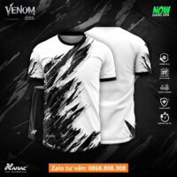 Bộ quần áo bóng đá thiết kế Venom Amac hoạ tiết xước nhiều màu trắng đen