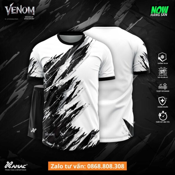 Bộ quần áo bóng đá thiết kế Venom Amac hoạ tiết xước nhiều màu