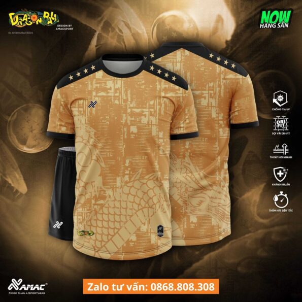Bộ quần áo bóng đá thiết kế in hình rồng Dragon Ball chính hãng Amac nhiều màu 4 sao