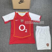Bộ quần áo đá banh clb bóng đá ARS Arsenal O2 2004 2005 sân nhà màu đỏ mặt trước