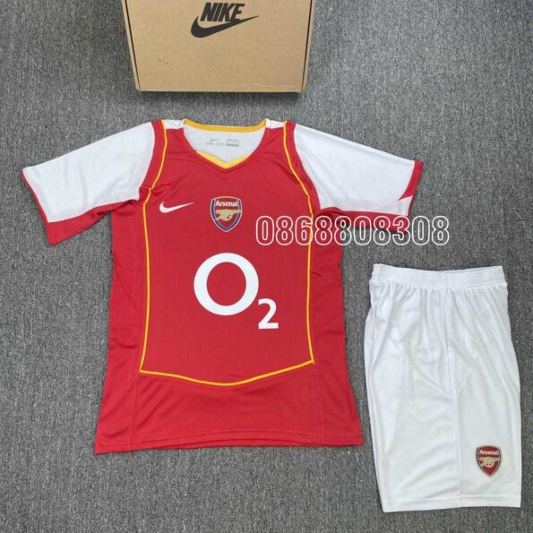 Bộ quần áo đá banh clb bóng đá ARS Arsenal O2 2004 2005 sân nhà màu đỏ